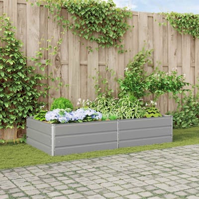 vidaXL - Plantenbak - Lichtgrijs - 195 - x - 100 - x - 45 - cm - Gegalvaniseerd - staal