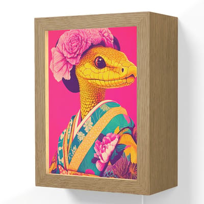 Wandlamp 15x20 cm - Oplaadbaar - Hagedis - Bloemen - Roze - Kimono - Wandlampen binnen woonkamer - Slaapkamer lamp met kabel - Decoratieve nachtlamp - Vloerlamp snoer