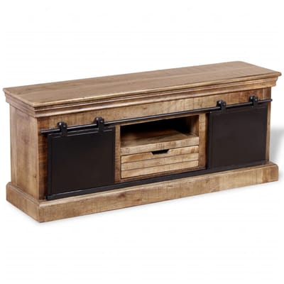 vidaXL - Tv-meubel - met - 2 - schuifdeuren - 110x30x45 - cm - massief - mangohout