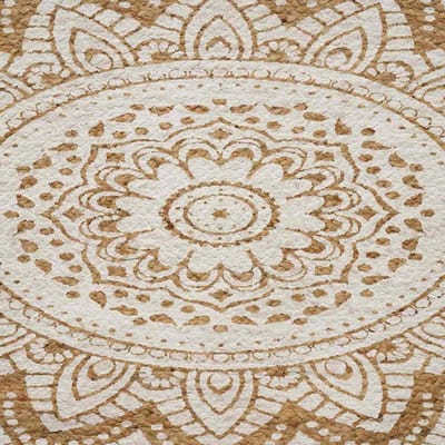 vidaXL - Vloerkleden - Bloemen - Natuurlijk - met - witte - print - 100 - x - 152 - cm