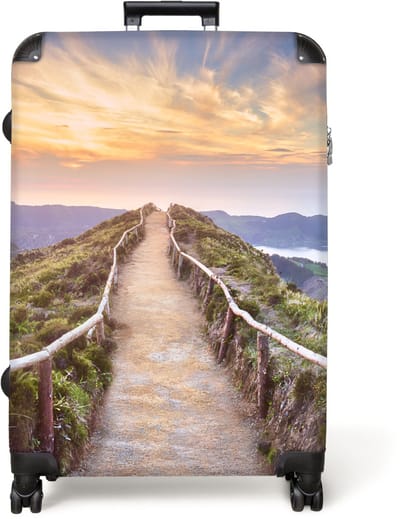 NoBoringSuitcases.com® - Koffer groot - Reiskoffer lichtgewicht - Pad - Natuur - Zonsondergang - Wolken - Rolkoffer met 4 wielen - Grote trolley XL - 98 liter bagage