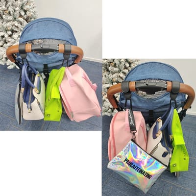 Allecto - Kinderwagenhaken - Tashouders voor kinderwagen - Antislip en sterk - Zwart - Karabijnhaken voor luiertas - Handig en praktisch voor ouders