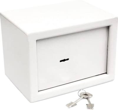 QPFO® Mini Kluis 17x23x17cm - Stalen Geldkluis Met Sleutel - Brandwerende Privékluis Lichtgrijs