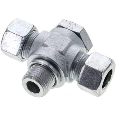 15L & G1/2'' Verzinkt Stalen T-Draaidoorvoer Snijringkoppeling Buitendraad 315bar ISO 8434-1