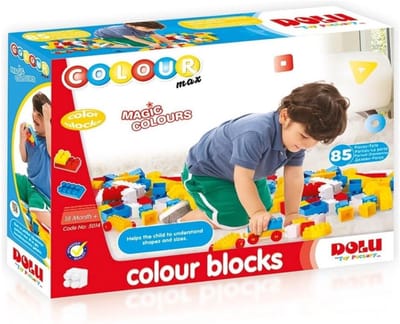 Bouwblokken Set - Constructie Speelgoed - Creatief Spelen - 85 Delen Inclusief Wielen - 36.5 x 8 x 28.5 cm