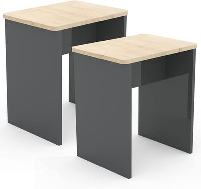 Set van 2 Houten Krukjes Kubus als Voetenbank of bijzettafel