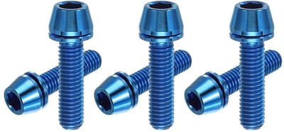 Titanium Fietsstuur Bouten M5*20mm, 6 Stuks Hex Taper Hoofdbouten voor Mountainbike met Vervangende Ring, Lichtgewicht en Duurzaam