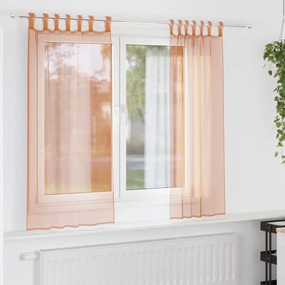 vidaXL - Voile - gordijnen - met - lussen - 2 - st - terracotta - 140x140 - cm