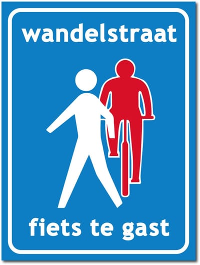 Wandelstraat fiets te gast bord - Aluminium - 30 x 40 cm - Weerbestendig