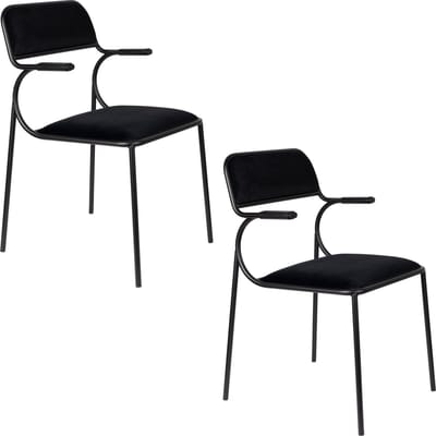 Zuiver Alba Eetkamerstoelen armleuning Zwart/Zwart - Set van 2