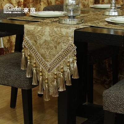 Nappe de table en jacquard européen, table à thé et meuble TV, serviette longue antidérapante, pendentif à pompon perlé, décoration de meubles 30x200cm 1pcs
