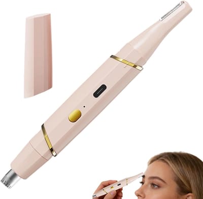 2-in-1 Oplaadbare Elektrische Wenkbrauw- en Neushaartrimmer, Multifunctionele Ontharing met Kam, Waterbestendig, Roze Goud