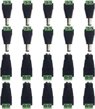 10 Paar 5.5mm x 2.1mm DC 12V Male en Female Voedingsconnectoren voor CCTV Beveiligingscamera's en LED Verlichting