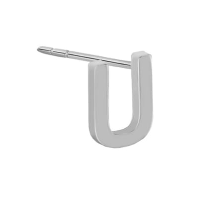 New Bling 9NB-908U - Zilveren oorsteker Letter U – Rhodium Plated – 4 mm – Per Stuk