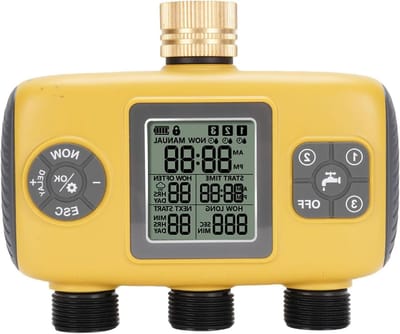 Slimme Sprinklertimer - Watercontroller Tuin - Automatische Bewatering - Drie Zones Regenvertraging - 16x13x9 cm - Grijs