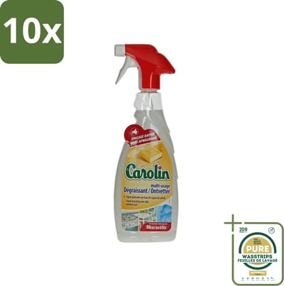 10 x Carolin - Keukenreiniger - Ontvetter - 650 ml - Grootverpakking - Ontvetter - Keukenreiniger - Marseillezeep - Vetvlekken Verwijderen - Keuken Reinigen