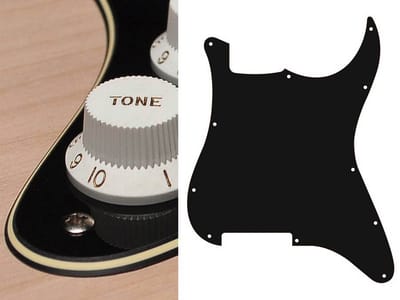 Boston ST-300-BC pickguard, Stallion, no holes (only screw holes), 3 ply, black and cream