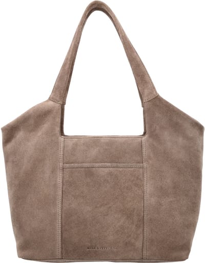 Hide & Stitches Brazos Schoudertas - Shopper - 40 x 25 x 14 cm - Leer - Suede - Dames Tas - Leren Dames Tas - Taupe