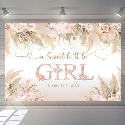 Baby Welkom Banner - Feest Decoratie - Babyshower Versieren - Levendige Kleuren - 150x90 cm - Roze
