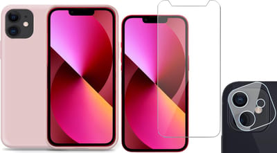 TechNow Shock Proof Backcover geschikt voor iPhone 12 Mini - Screenprotector en Camera Screen Protector - Roze