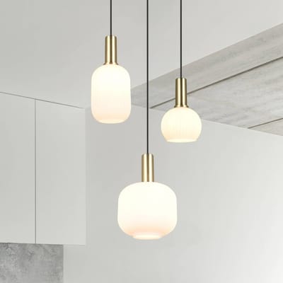TRIO DIVA - Hanglamp - Messing mat - Wit glas - excl. 3x E27 8,5 W - Plafondbevestiging - In hoogte verstelbaar