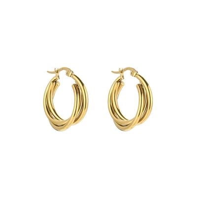 Bijoutheek Oorringen 3 Gladde Tubes Gold