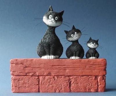 Albert - Dubout - le - trio - les - chats - beeldje - poezen