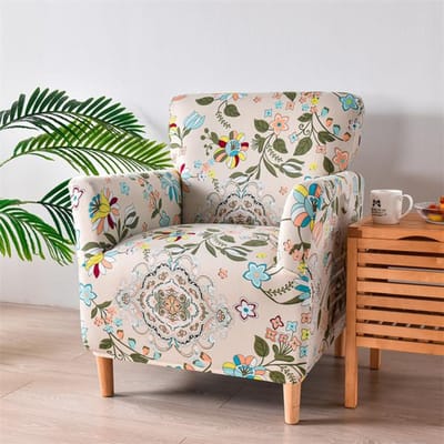 Nordic Flowers Club Fauteuilhoes Stretch Vierkante Arm Rug Kuiphoes Enkele Kleine Stoel Zitter Bankhoes Voor Thuis Club Bar