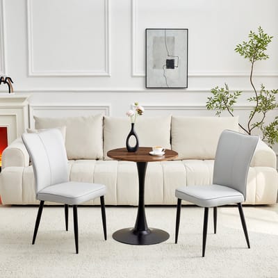 STILVORA Tafel- En Stoelenset - Ronde Tafel Met 2 Stoelen - Voor Woonkamer En Eethoek - Hout Metaal En Kunststof - 60 Cm - Walnoot