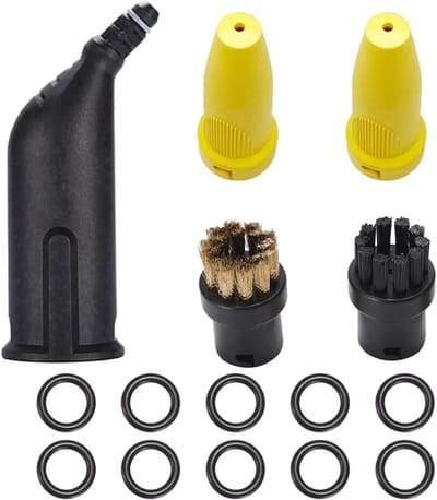 Mondstuk reinigingsset - Stoomreiniger accessoires - Grondige reiniging - Duurzaam materiaal - 10 delig - Zwart geel