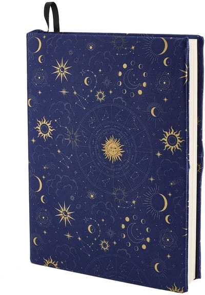 Golden crown - Elastische boekomslag - Boekhoes met ster en maan - Wasbare boekbescherming - Marineblauw - Rekbare boekomslagen - Geschikt voor hardcove...