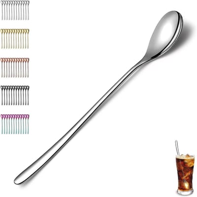 Set van 12 RVS Lepels voor Latte Macchiato, Koffie, IJs en Cocktails - Ideaal voor Serveer- en Roerdoeleinden