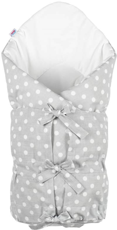 New Baby inbakerdoek grijs met stippen 70x70 cm - Inbakerzak