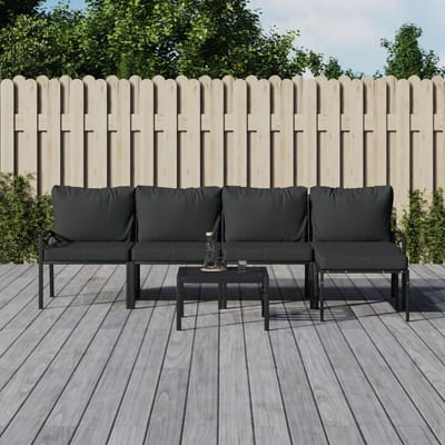 vidaXL - 6-delige - Loungeset - met - kussens - staal - grijs