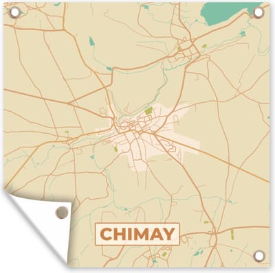 Tuin poster Stadskaart - Plattegrond - Kaart - België - Chimay - 200x200 cm - Tuindoek