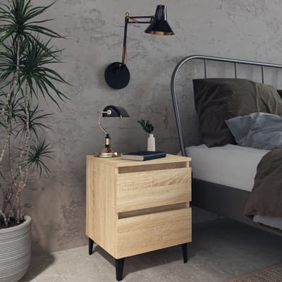 vidaXL - Nachtkastje - 40x35x50 - cm - bewerkt - hout - sonoma - eikenkleurig