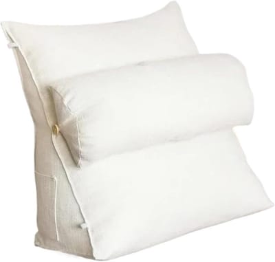 Driehoekig Kussen - Leeskussen Rugsteun - Comfortabel Lezen - Ergonomische Driehoeksvorm - 45 x 45 x 22 cm - Wit