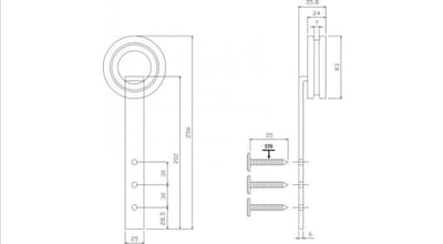 Intersteel Set van 2 hangrollen Modern 255 mm mat zwart