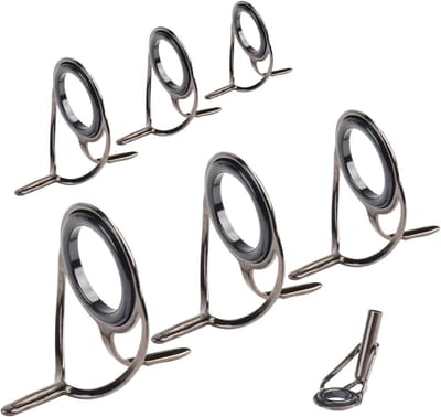 Thijox - Set van 7 Hengelringen Reparatieset Roestvrijstalen Hengel Topringen Dubbele Voet Werphengelgeleiders - Vervangaccessoires voor Telescopisch