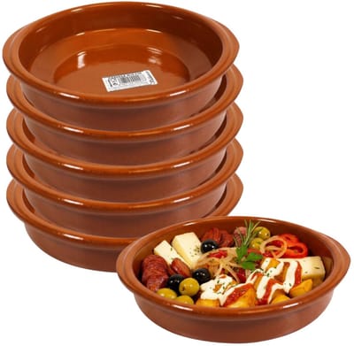 Excellent Houseware Tapas schaaltje Murcia - 6x - creme brulee - terracotta - 18 cm - borrelhapjes serveerschaaltje