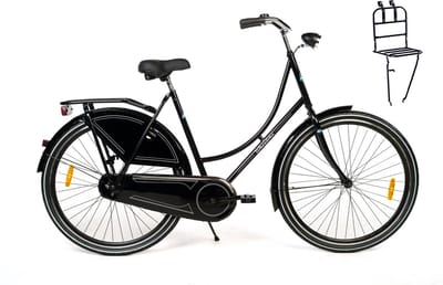 Wheelerz omafiets glans zwart met voordrager
