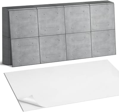 Coloray Plaktegels - Ruwe betontextuur Zelfklevende Wandtegels - 40 cm x 20 cm - Grijs Plaktegels - 10 stuks - Rechthoek PVC Tegels - Plaktegels Badkamer - Vloertegels Zelfklevend - Vinyl Tegels - Portugese Tegels