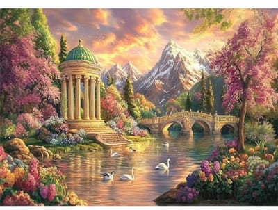 Yunlus Legpuzzels voor volwassenen, 1000 stukjes, onmogelijk, moeilijk, moeilijk, uitdagende puzzels voor volwassenen, 1000 stuks, vreedzame betoverende tuin, puzzel 1000 stukjes, 71 x 50 cm