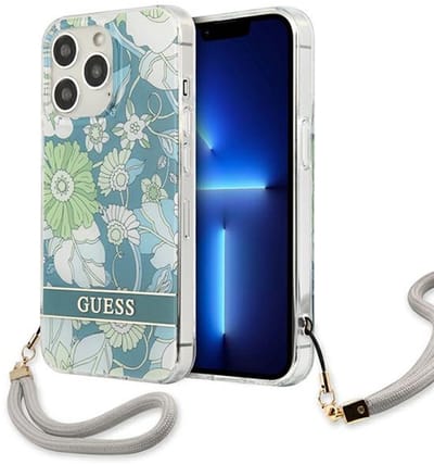 Guess Flower Strap Serie - Hoesje voor iPhone 13 Pro Max - Groen - Bloemenontwerp