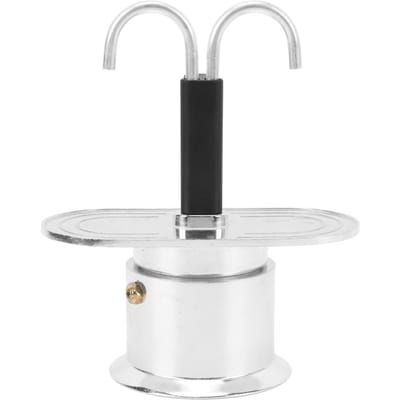Koffiepot met dubbele kop 100 ml Aluminiumlegering DIY Mini Italiaanse Dubbele Kop Espressomaker voor Round Base white