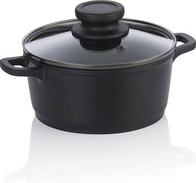 Kookpan, 1.0 L, met Deksel, Zwart, Non-stick, PFAS/PTFE vrij, Gegoten Aluminium - Kela | Atura