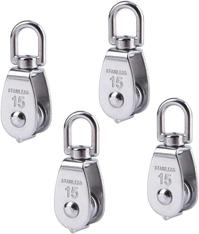 Set van 4 RVS Enkel Katrolwielen voor Touwen en Kabel Fitness