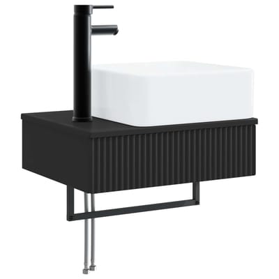 vidaXL - Wandgemonteerde - wastafel - Zwart - 53 - x - 35 - x - 39 - cm - Bewerkt - hout