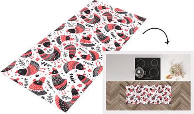 Keukenloper - Loper keuken - Vogel - Kip - Patroon - 120x50 cm - Keukenloper vinyl