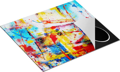 Chefcare Inductie Beschermer Abstracte Kunst - Kleurvolle Hand Gemaakte Acryl - 60x50 cm - Afdekplaat Inductie - Kookplaat Beschermer - Inductie Mat
